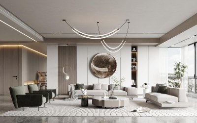 现代家居客厅3D模型下载